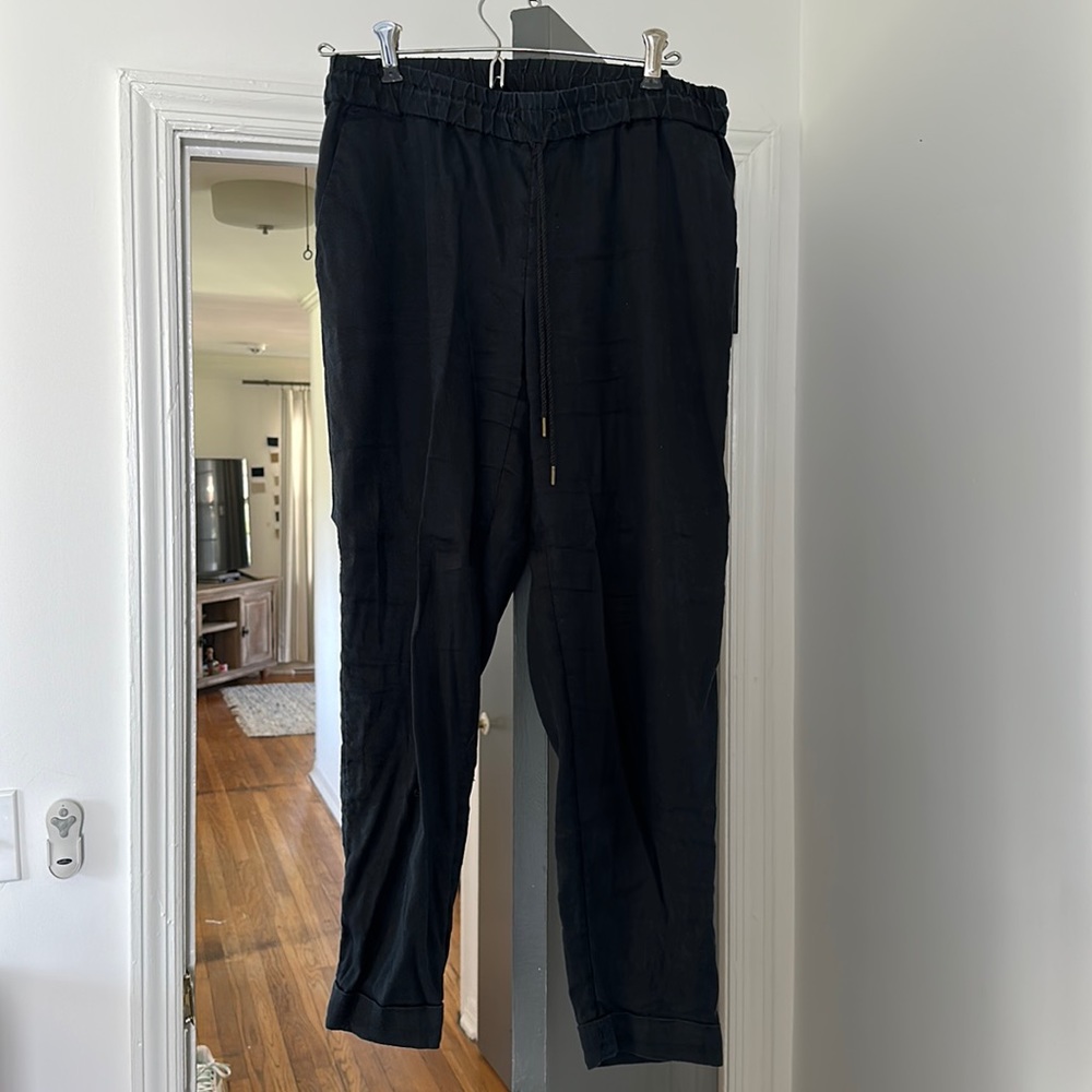 Loft - Black Linen DrawString Pants